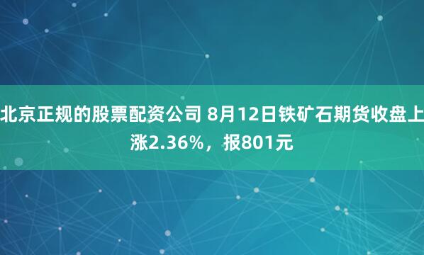 北京正规的股票配资公司 8月12日铁矿石期货收盘上涨2.36%，报801元